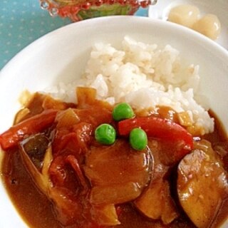 東京茄子とトマトで地中海風カレーライス♪